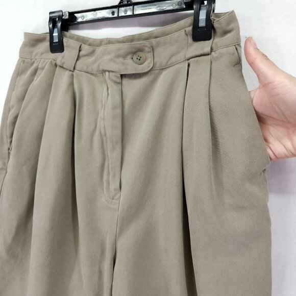 Cypress Grove Pants Womens 10 Beige 100% Silk Pleated Dress Trousers Classic 23" - Picture 3 of 15